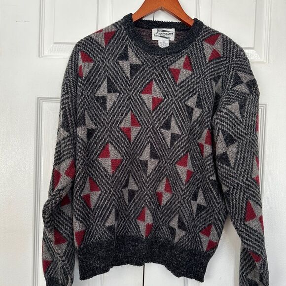 Vintage 80s Sweater Expressions Crew Neck Geometric Print Size Large - Picture 1 of 10